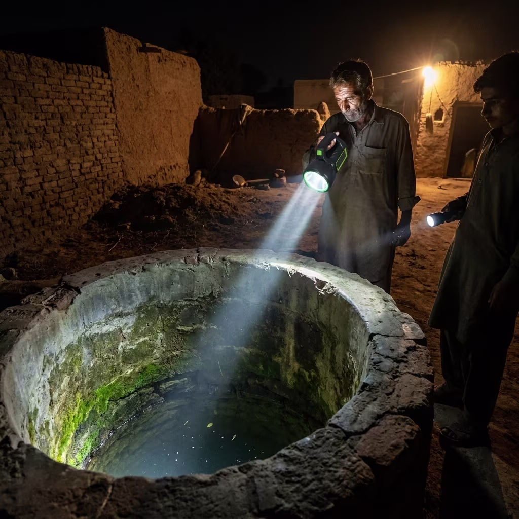 Solar torch light use case scenario in water well