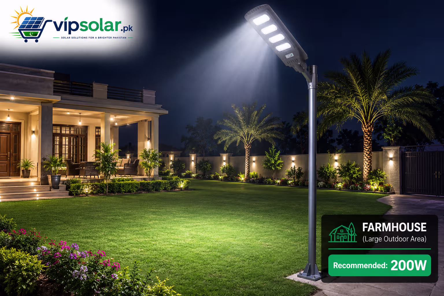 200 watt solar outdoor light for farm house and big garden area usage