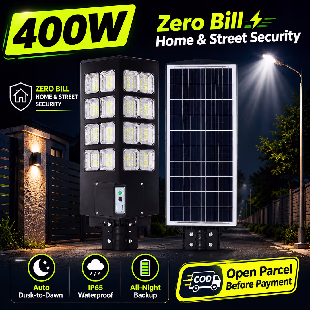 400W Solar Street Light Auto Sensor All Night Backup VIP Solar Pakistan