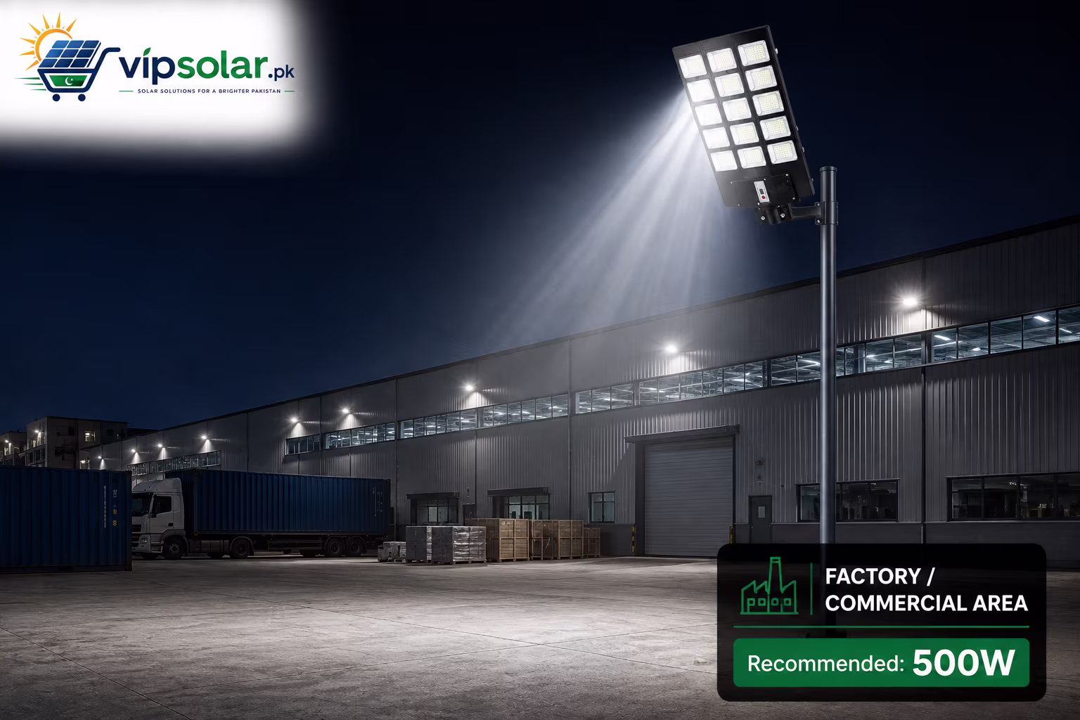 500 watt solar night light for large factory and commercial area usage