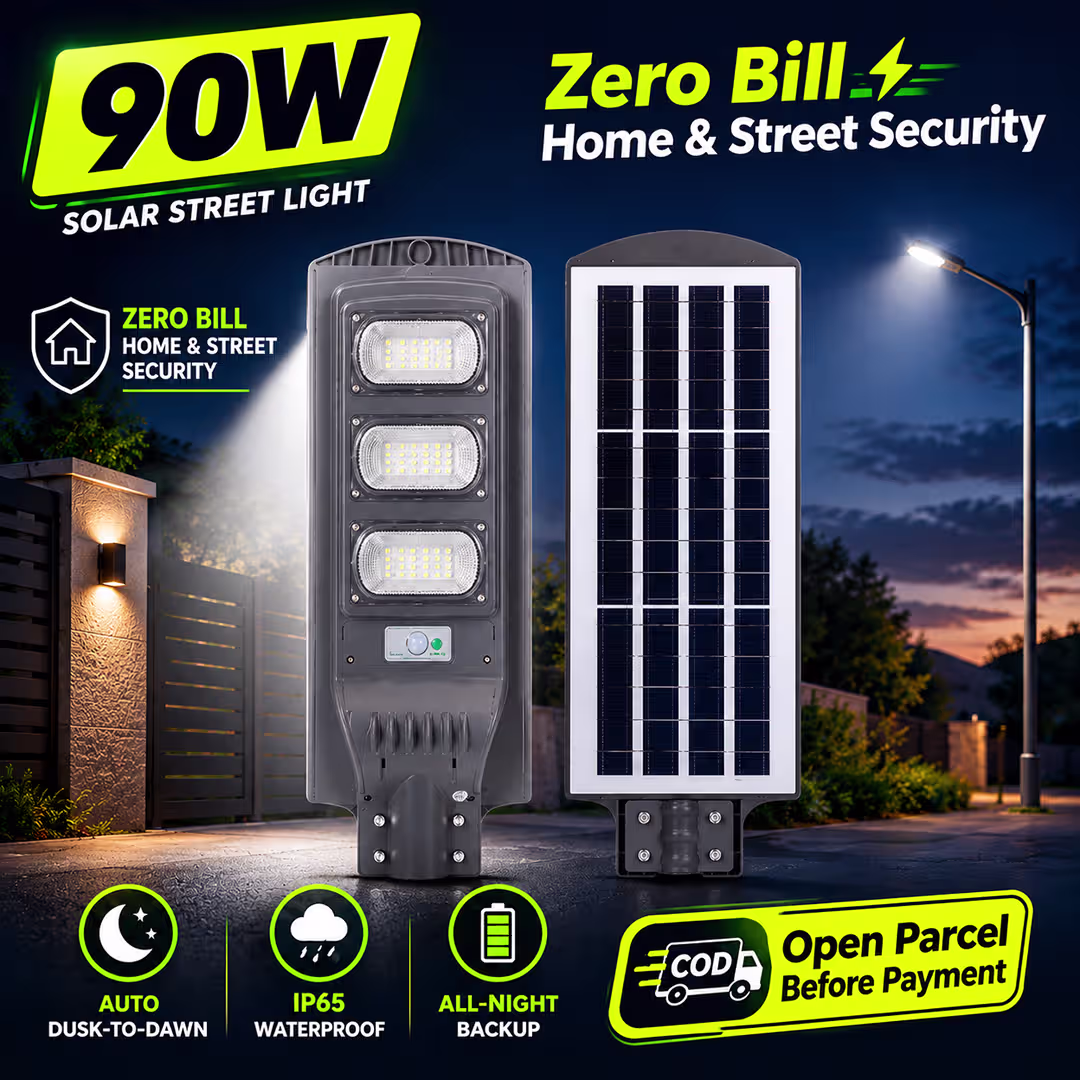 90W Solar Street Light Benefit Poster VIP Solar Pakistan