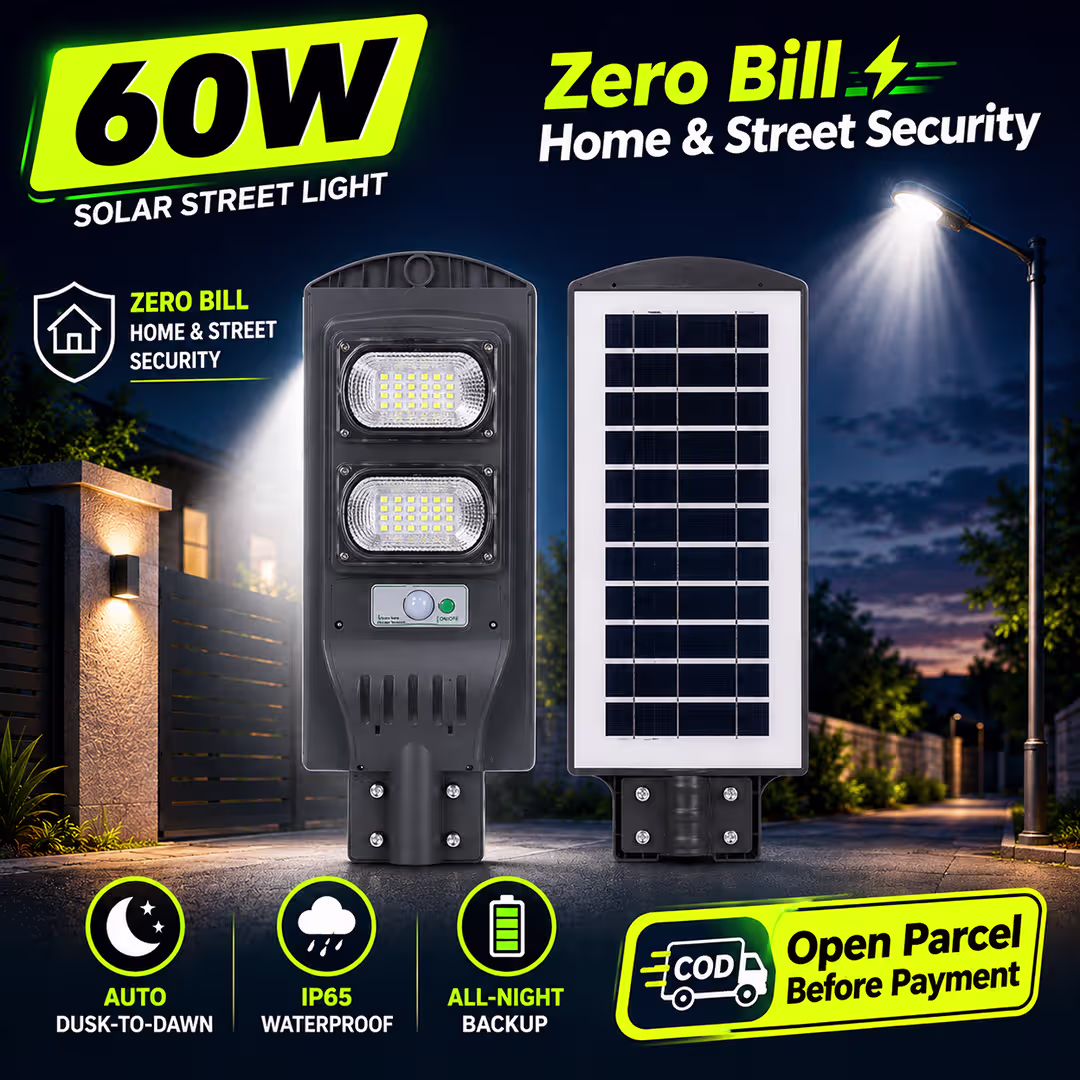 60W Solar Street Light Available to Order online from VIP Solar Pakistan store